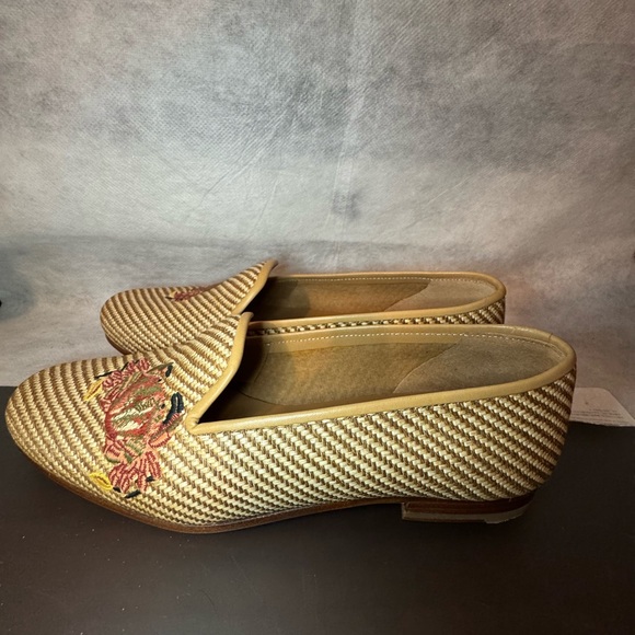 Stubbs and Wooton straw raffia crab embroidered Loafers Sz 6.5. - Picture 7 of 9